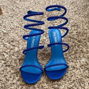 Blue Spiral Strap Heels